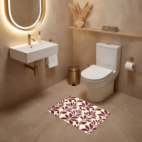 Abstract - Bladeren - Burgundy WCmat klein 1009 -sfeer3