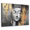 Boedhha - Penseelstreken - Goud - Abstract Textielframe zwart klein -3d