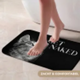 Kat - Dieren - quote - Get naked - Zwart Badmat klein -USP_ZachtNL