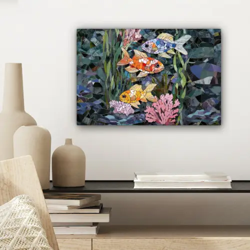 Vissen - Koraal - Zee - Mozaïek canvas 2cm klein -sfeer6