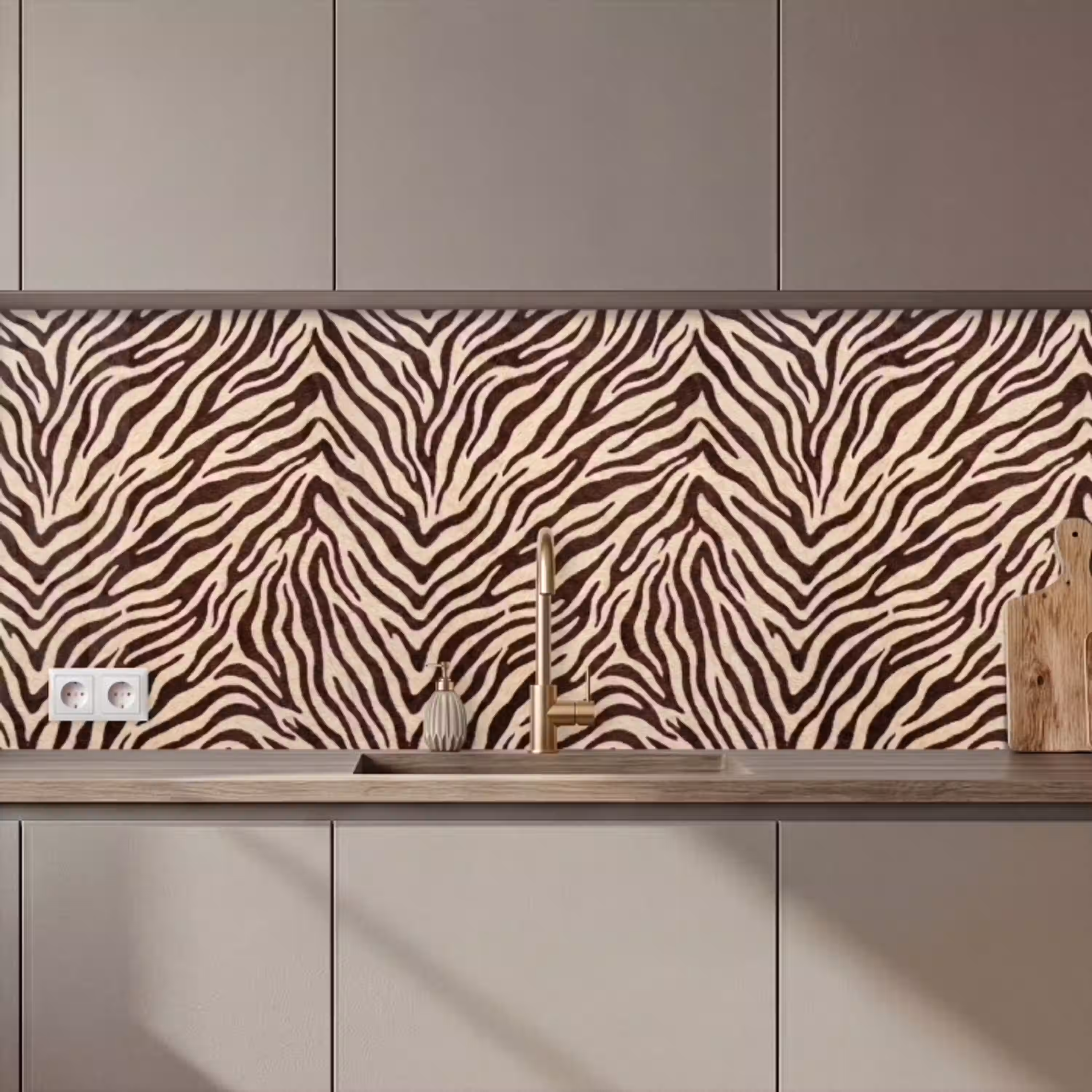 Zebra - Strepen - Bruin keuken achterwand 2 middel zz_3dshopping