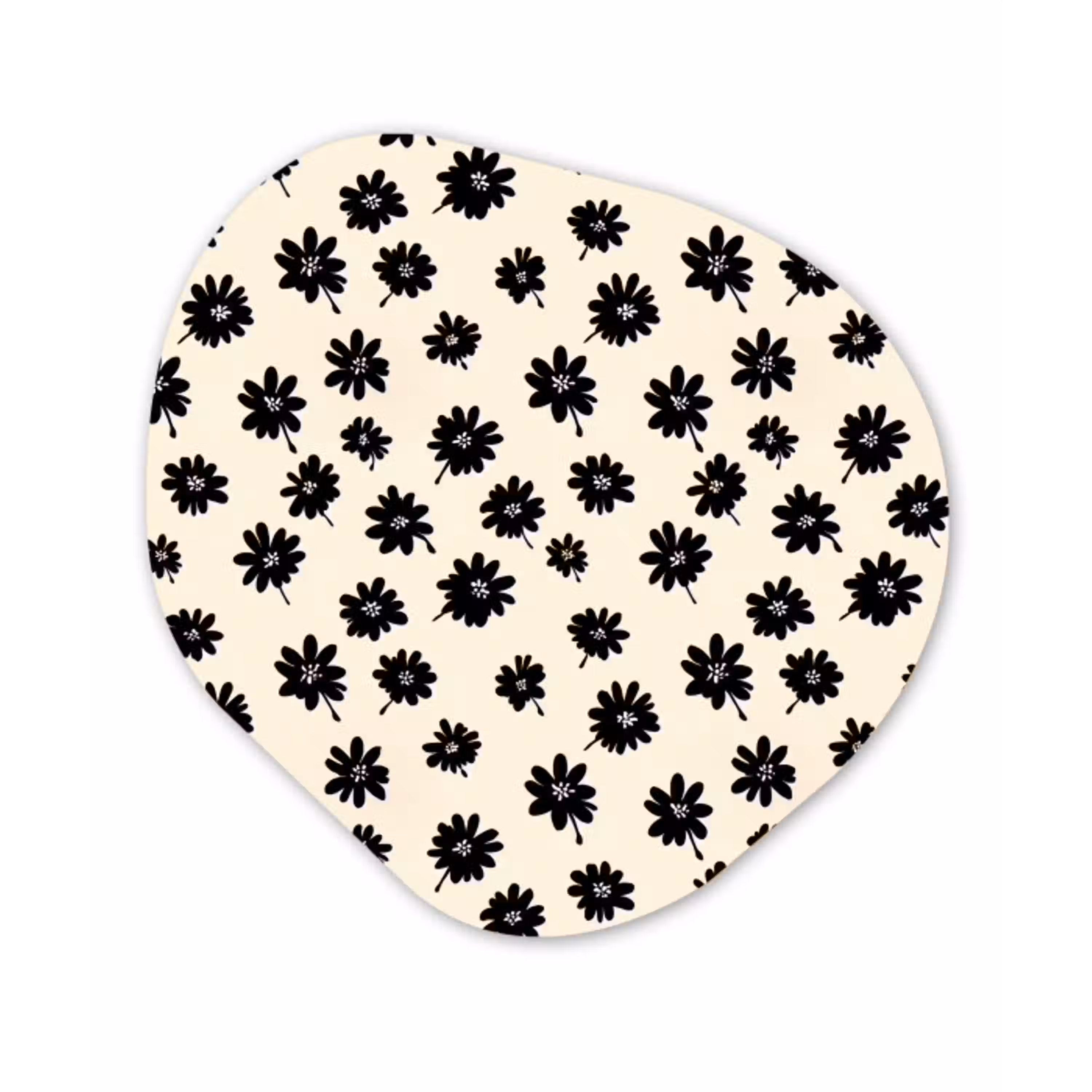 Madeliefjes - Grafisch - Zwart - Beige Wandcirkel Organisch Aluminium middel 851 -3d