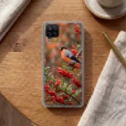 Goudvink - Bessen - Herfst - Natuur - Kleurrijk Telefoonhoesje Samsung Galaxy A12 klein -sfeer1