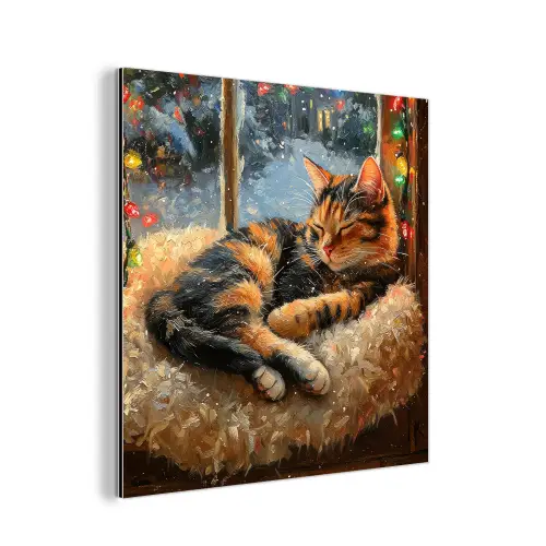 Kat - Kerst - Winter - Dier aluminium wit klein -3d