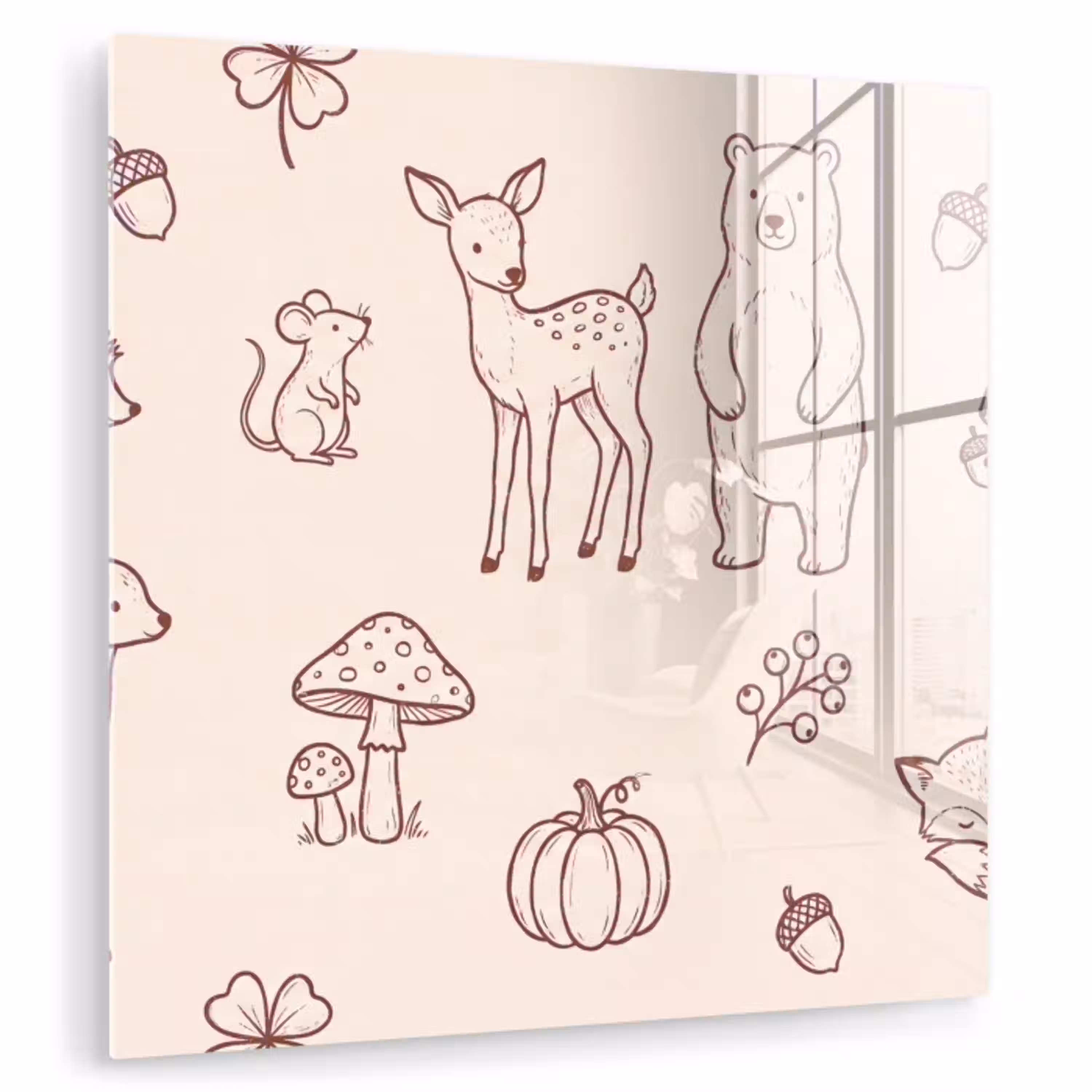 Dieren - Bos - Natuur - Schets - Patroon plexiglas 5mm klein -zzzproduct_nieuw