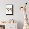 Wereldkaart - Kleurrijk - Bloemen - Lente fotolijst zwart zonder passe partout klein -usfeer4_kinderkamer
