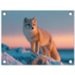 Poolvos - Rots - Sneeuw - Wit tuinposter los doek klein -3d