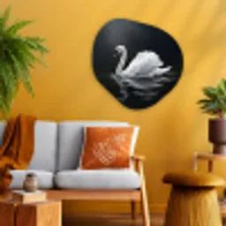 Zwaan - Water - Natuur - Realistisch - Wit Wandcirkel Organisch Aluminium middel -sfeer4
