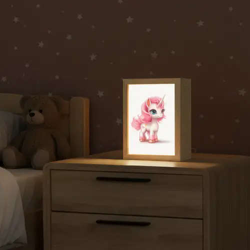 Unicorn - Meisjes - Kinderen - Eenhoorn - Roze Light Box met kabel klein -sfeer1_kind