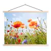 Bloemen - Klaproos - Lente - Natuur - Rood - Blauw textielposter latten blank klein -3d