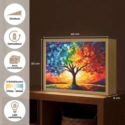 Boom - Kunst - Natuur - Zonsondergang Light Box met batterij (Wandlamp) middel -USP_websiteoverzichtNL