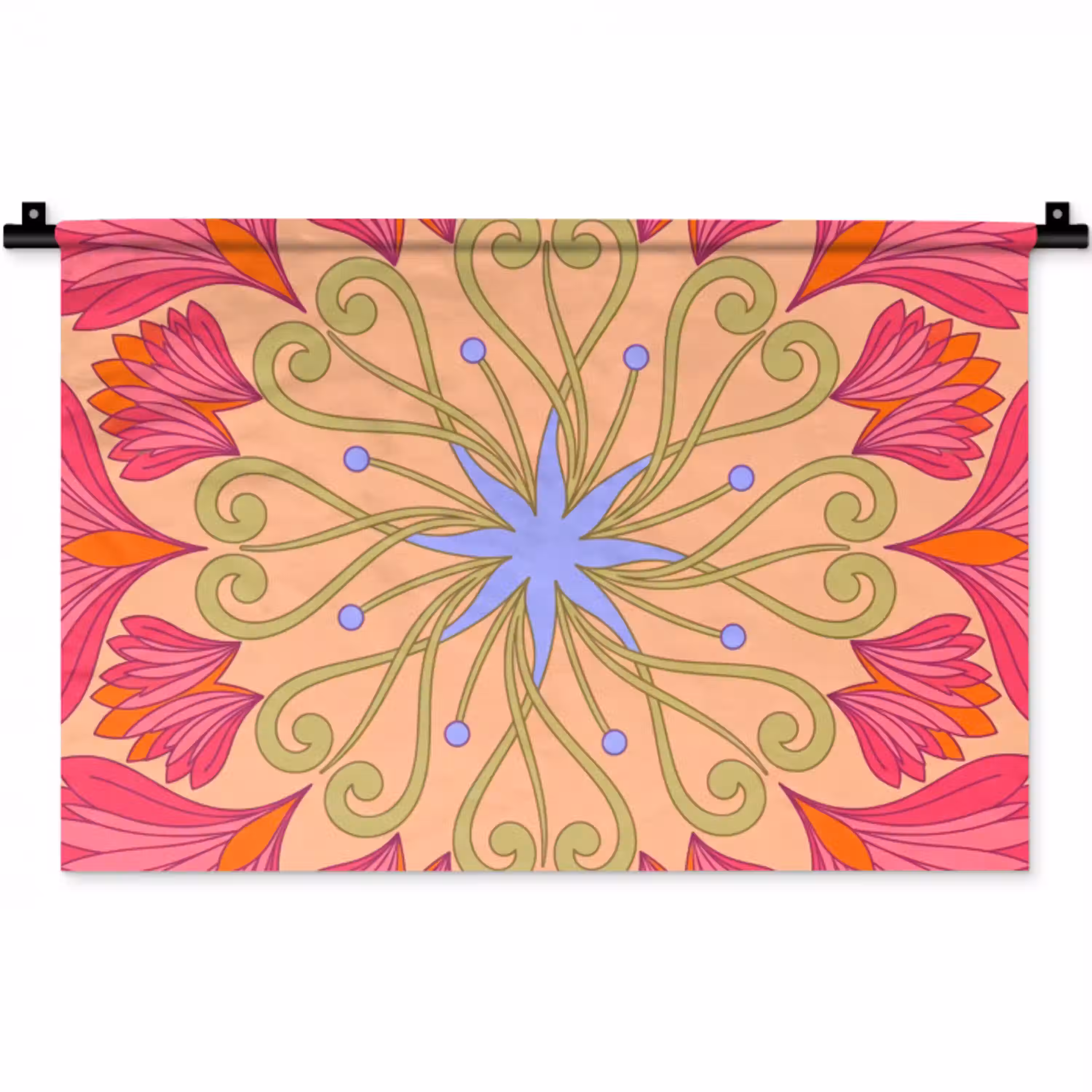 Bloemen - Patroon - Abstract - Roze - Decoratief Wandkleed katoen klein -zz3d