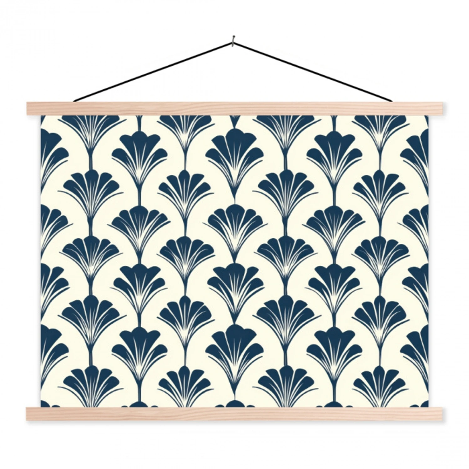 Klassiek - Motief - Blauw textielposter latten blank klein 122 -3d