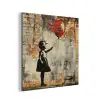 Graffiti - Banksy - Meisje - Street art aluminium wit klein -3d