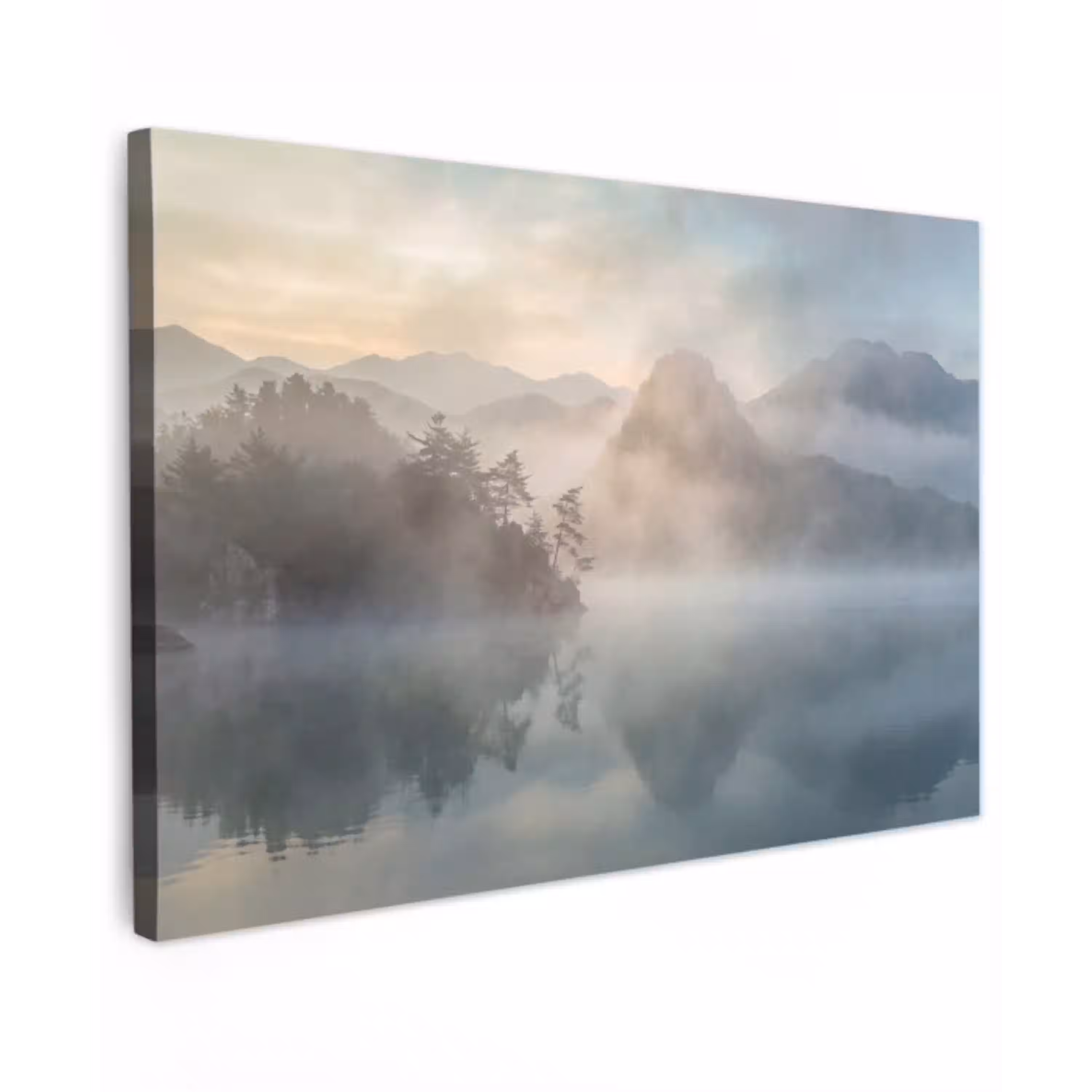 Landschap - Bergen - Mist - Water - Natuur canvas 2cm klein -z3d