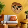 Wereldkaart - Bruin - Kaart Wandcirkel Organisch Plexiglas middel -sfeer4