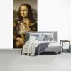 Mona Lisa - Kat - Leonardo da Vinci - Vintage - Kunstwerk - Oude meesters - Schilderij fotobehang vinyl groot -slaapkamer