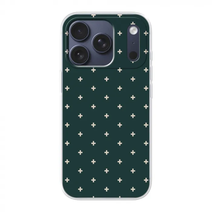 Plusjes patroon - Groen - Wit - Print Telefoonhoesje iPhone 17 Pro klein -3d