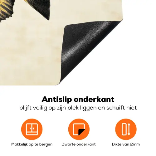 Geel - Vis - Strepen - Tropisch Inductie beschermer vinyl 3mm klein -zzzzzzz-td-onderkant