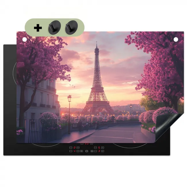 Eiffeltoren - Parijs - Roze Inductie beschemer met haakjes klein -3d