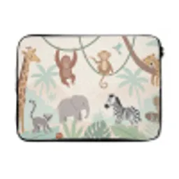 Jungle - Dieren - Groen laptophoes neopreen klein -3d