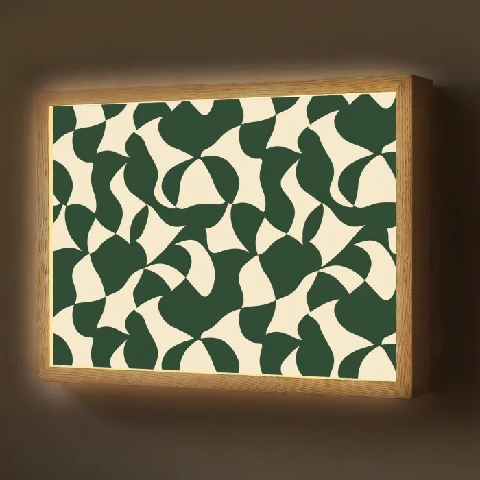 Groen - Organische vlakken - Crème Light Box met batterij (Wandlamp) middel 907 -z3d_website
