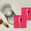 Schepijs - Roze - Hoorntje onderzetter kurk middel -sfeer4