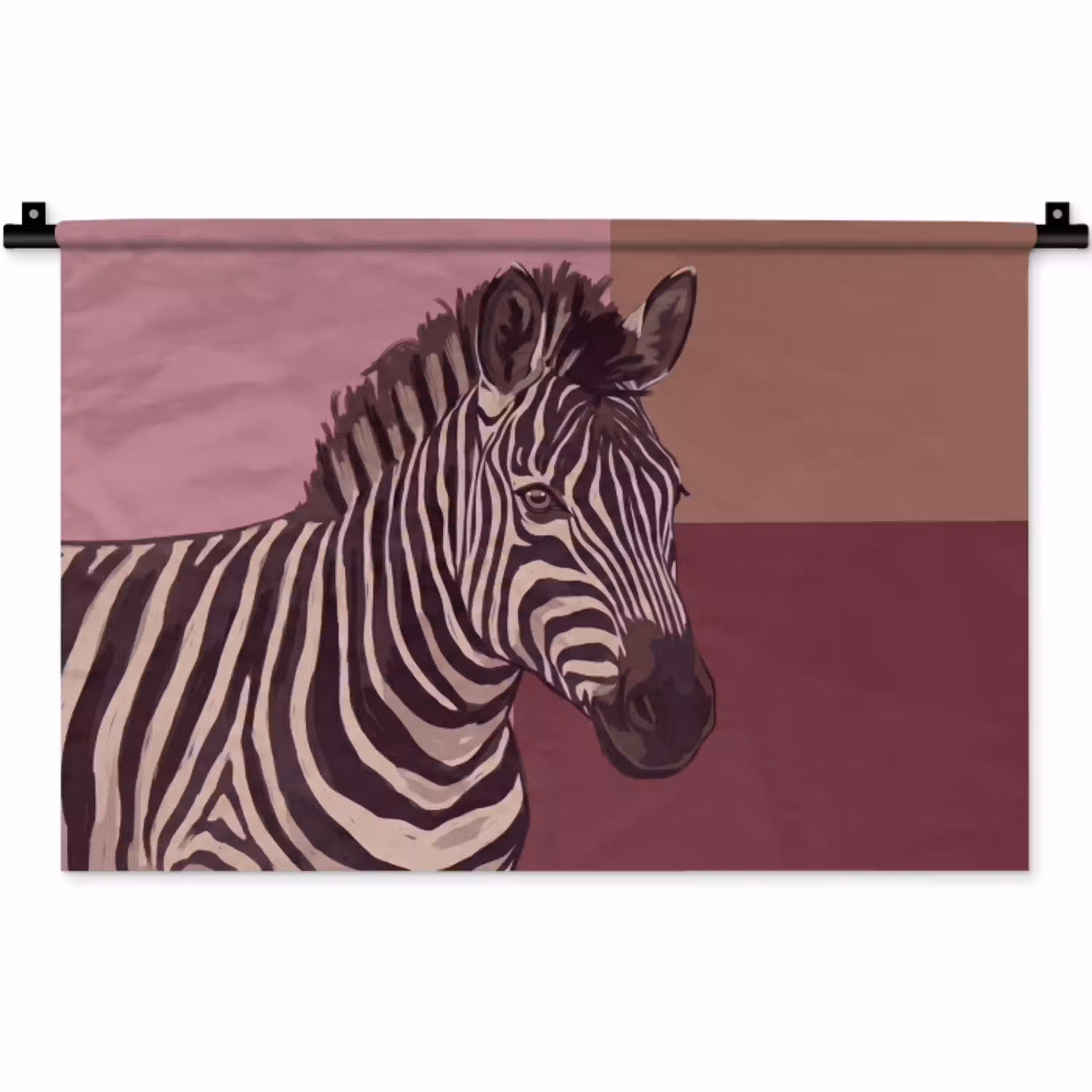 Dieren - Zebrahoofd - Wildlife - Modern - Bruin Wandkleed katoen klein -zz3d