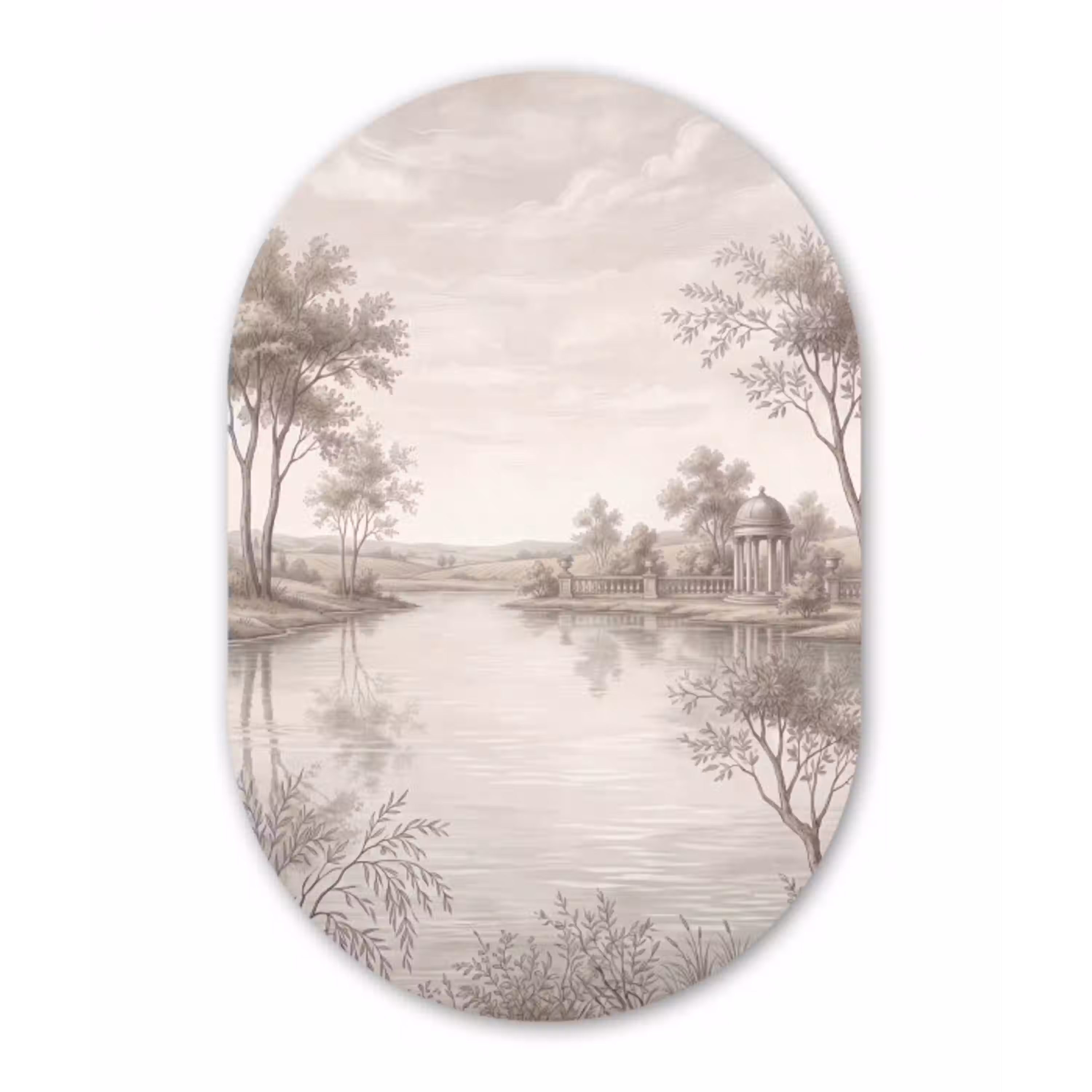 Terras - Water - Natuur - Landschap Wandcirkel Ovaal Aluminium middel -3d