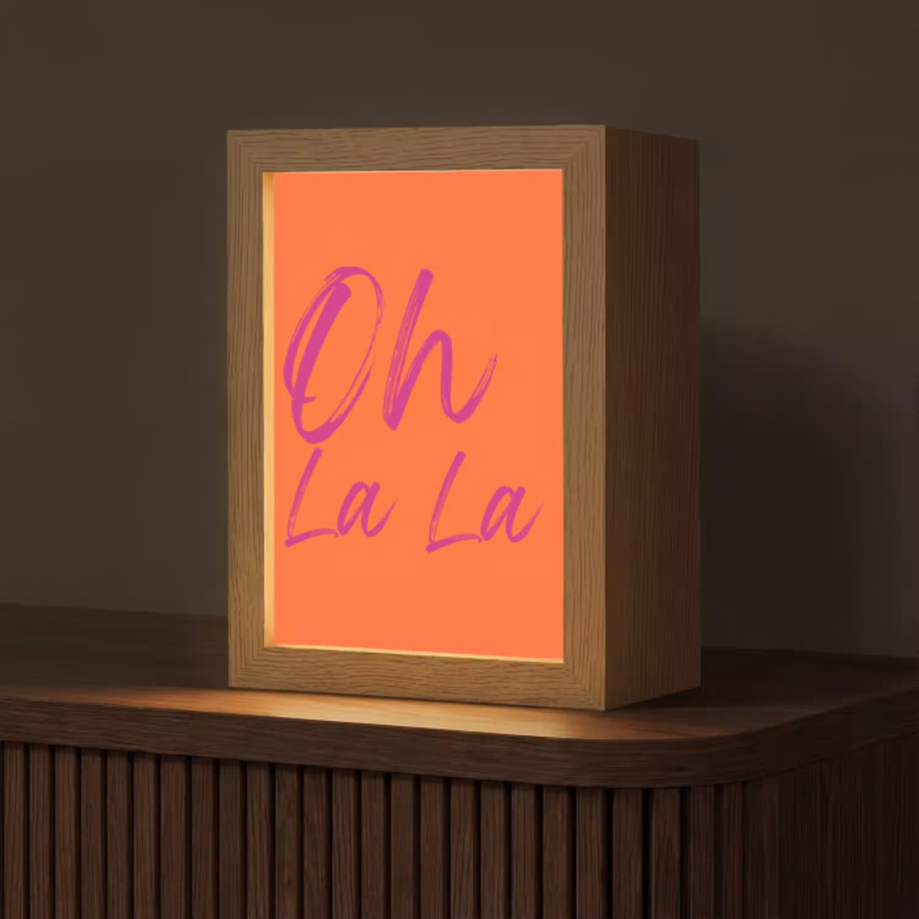 Oh la la - Oranje - Roze - Grafisch Light Box met kabel (Tafellamp) klein -z3d_website