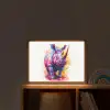Neushoorn - Kleurrijk - Verf - Dieren Light Box met batterij (Wandlamp kind) middel -sfeer1_kind