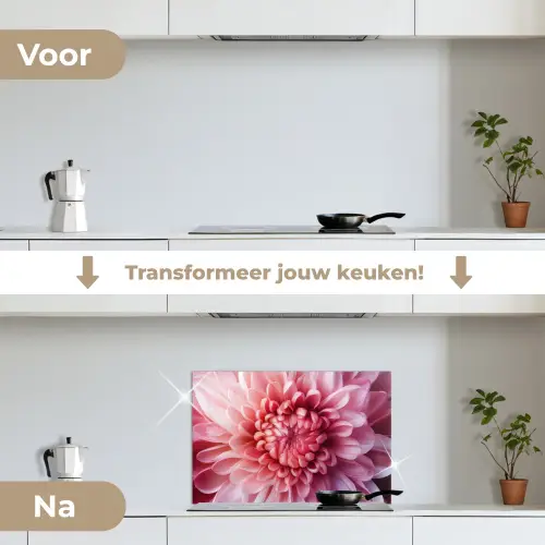 Dahlia - Bloem - Close up - Roze keuken achterwand spatscherm klein -voor_na_NL