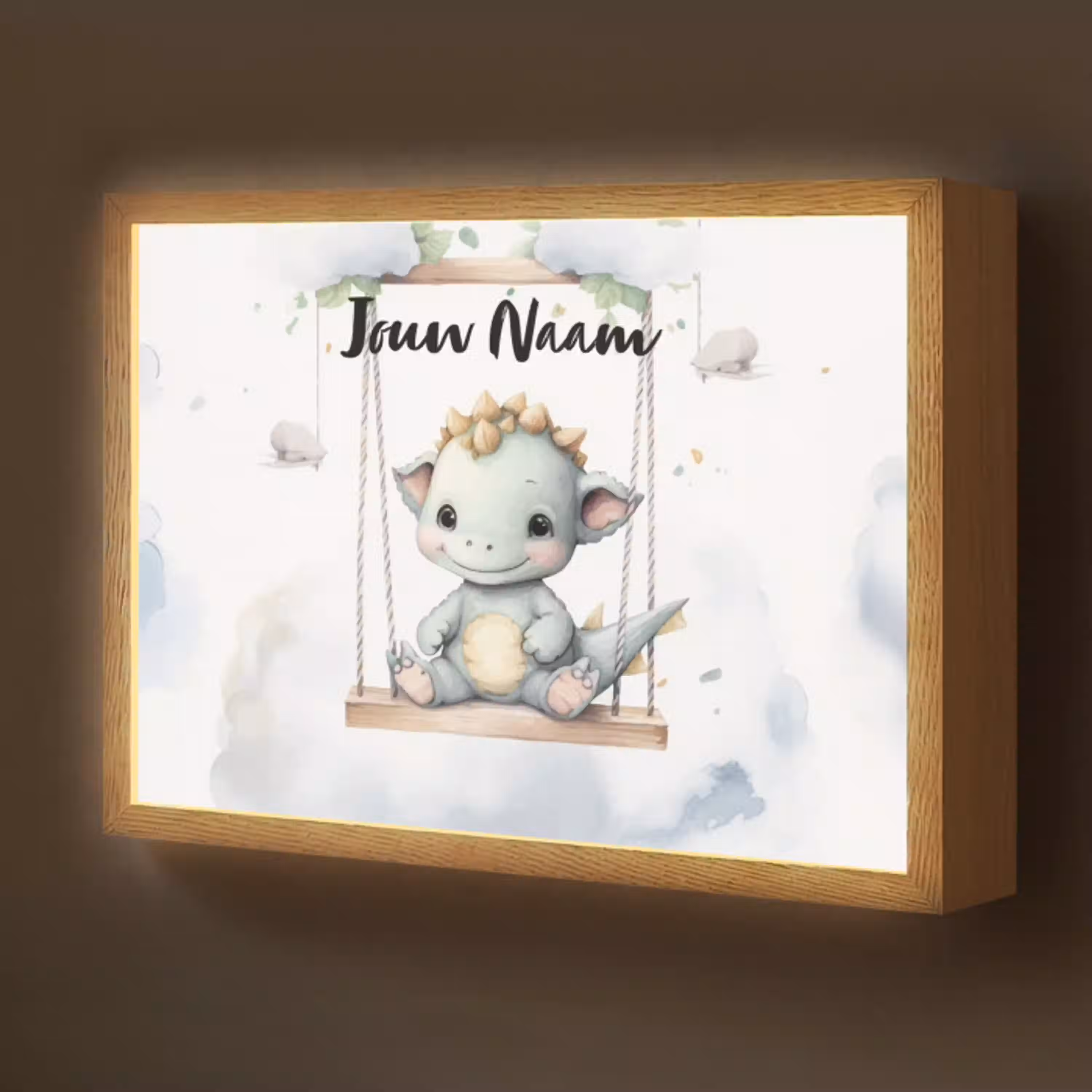 Draak - Baby dier - Kinderen Light Box met batterij (Wandlamp kind) middel -z3d_website