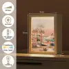 Roze landschap - Palmen - Water Light Box met kabel (Tafellamp) klein -USP_NL