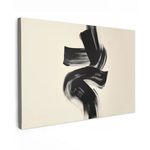 Strepen - Zwart - Abstract Tuinposter op houten frame 2 cm dik klein -3d