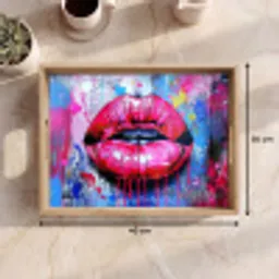 Graffiti - Lippen - Felroze - Geschilderd Dienblad Rechthoek middel -USP_Formaat