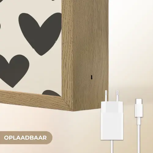 Hartjes - Zwart - Beige Light Box met batterij (Wandlamp) middel -USP_websiteoplaadbaarNL