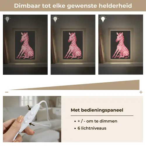 Zebra - Roze - Gestreept Light Box met kabel (Tafellamp) klein -USP_dimbaarNL