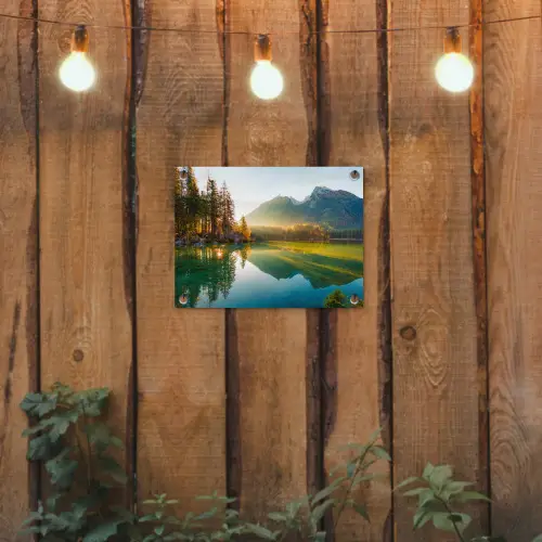 Meer - Bos - Bergen - Natuur - Zon - Landschap tuinposter los doek klein -sfeer1