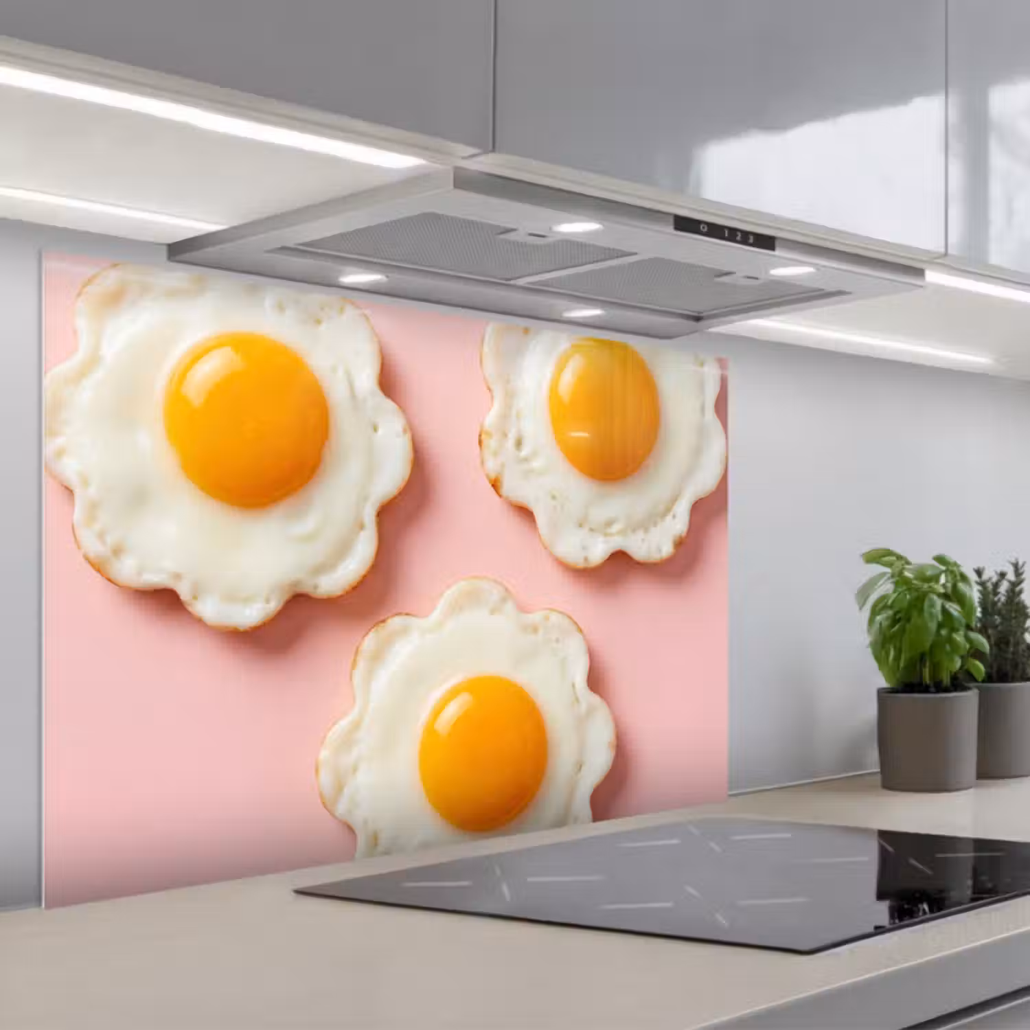 Spatscherm keuken - Eieren - Bloem - Roze