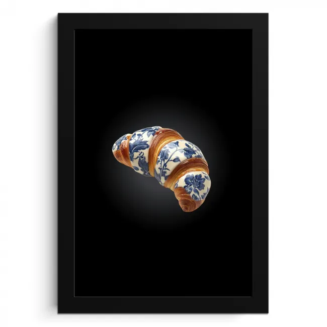 Croissant - Bloemenpatroon - Delftsblauw KitchenYeah - Keuken - Fotolijst klein -3d