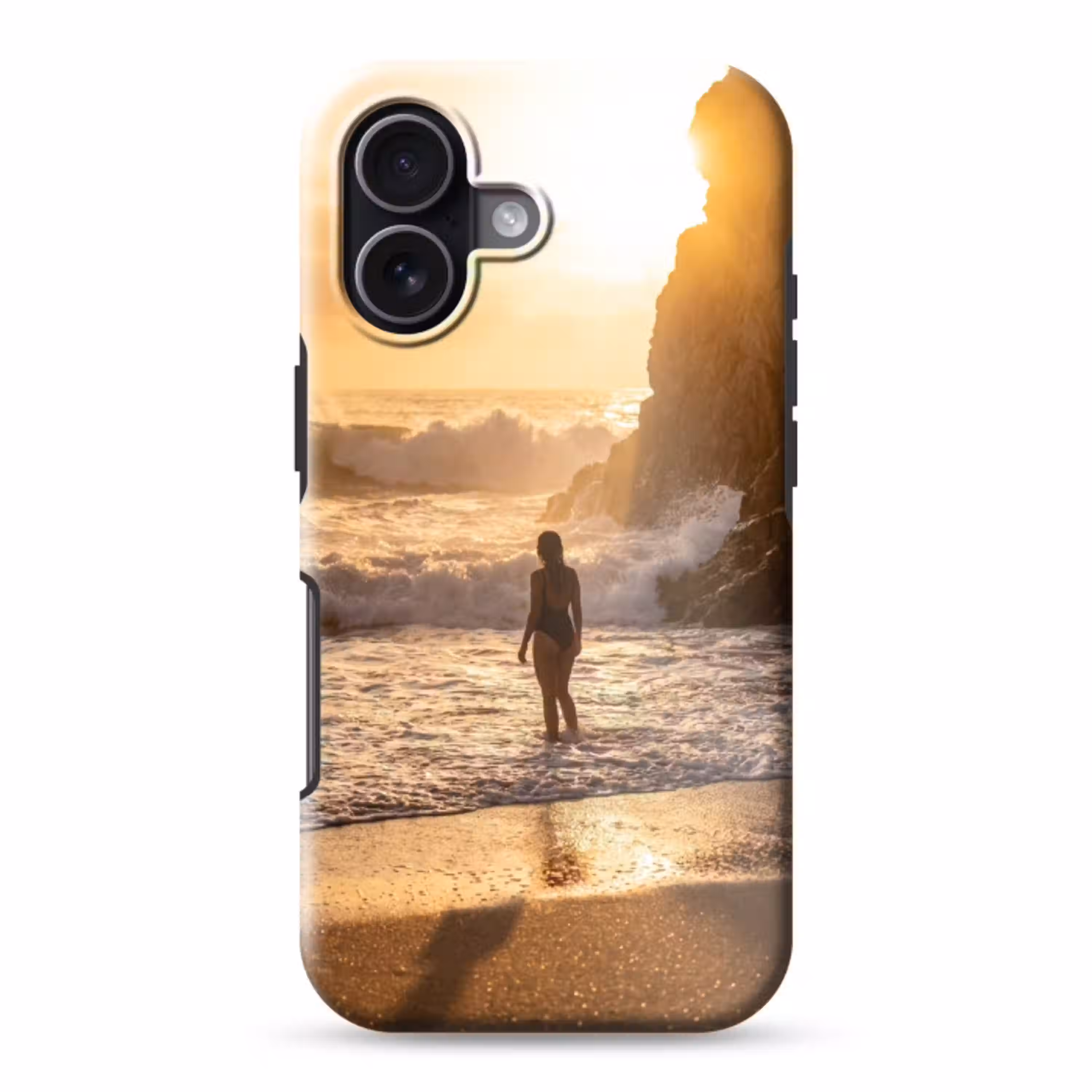 Mensen - Oceaan - Zonsondergang - Kust - Goud Toughcase MagSafe Apple iPhone 17 klein -3d