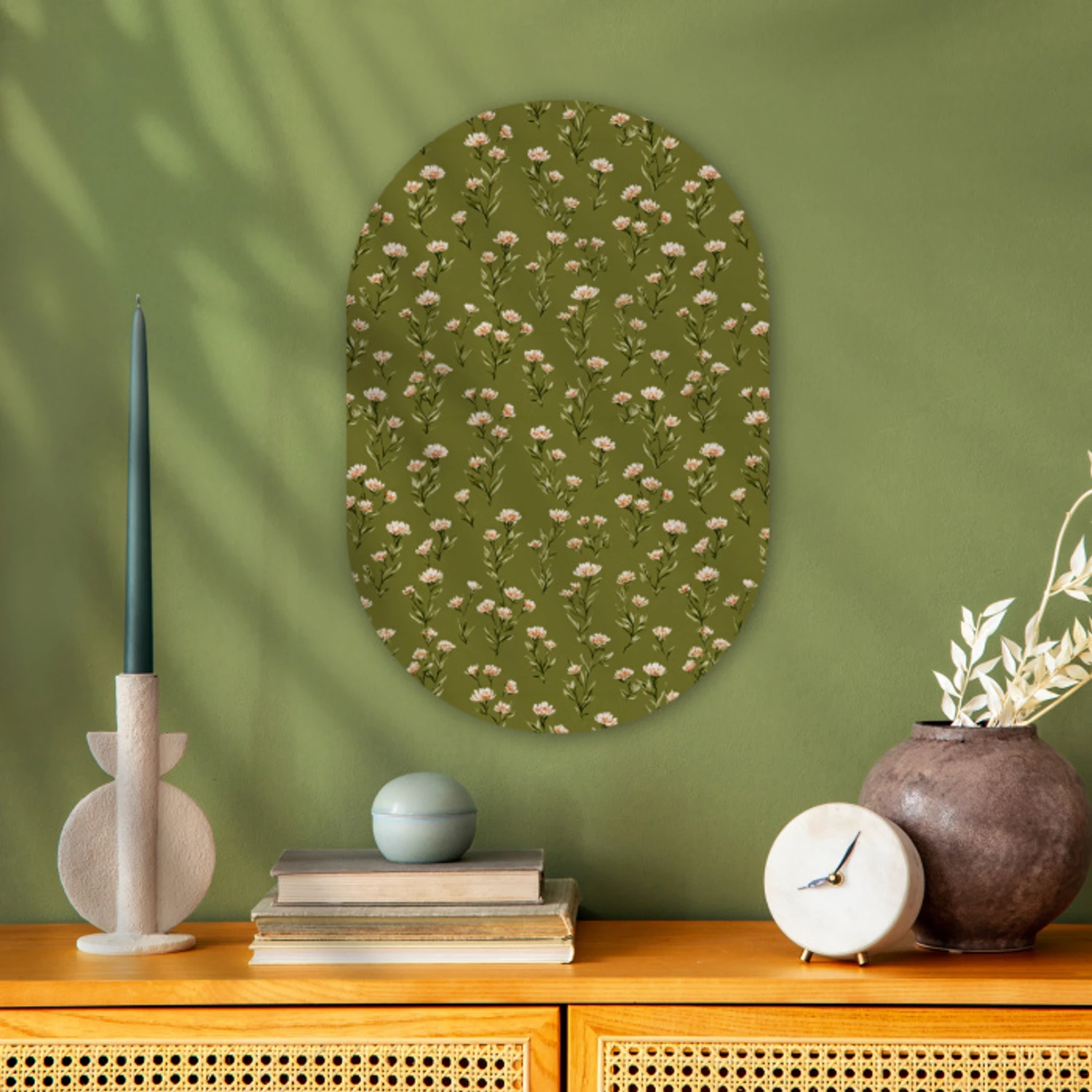 Landelijk - Bloemen -  Groen Wandcirkel Ovaal Forex klein 630 -sfeer2