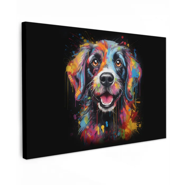 Graffiti - Hond - Zwart - Kleuren canvas 2cm klein -z3d