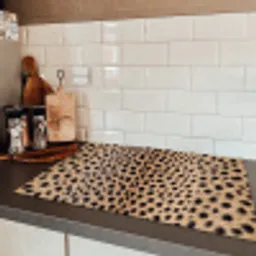 Vacht - Jachtluipaard - Zwart - Wit Inductie beschermer vinyl 3mm klein -sfeer3