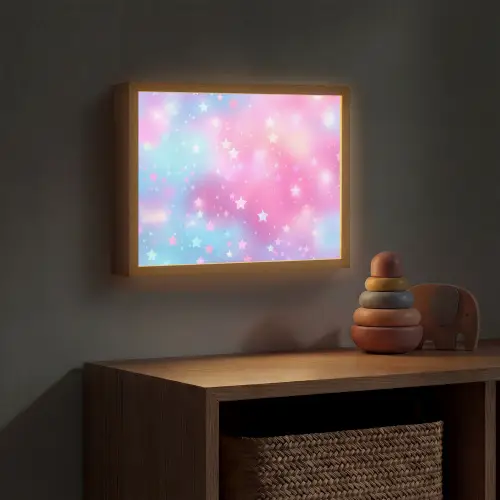 Sterren - Roze - Blauw Light Box met batterij (Wandlamp kind) middel -sfeer5_kind