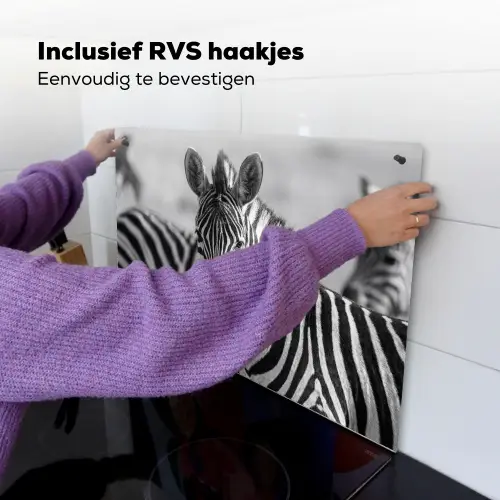 Zebra's - Zwart - Wit Inductie beschemer met haakjes klein -ky-ophangen-nl