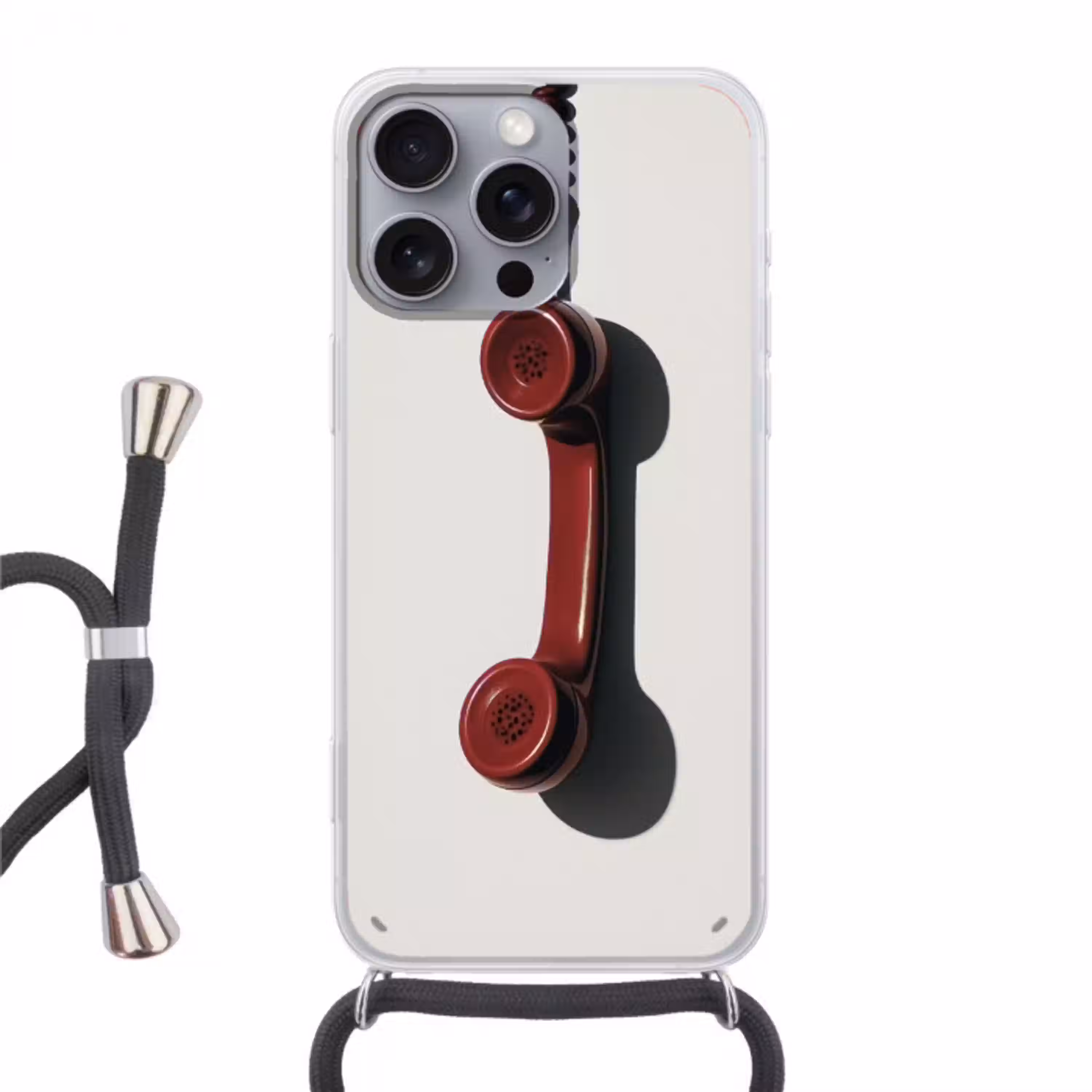Telefoon - Koord - Rood - Minimalistisch Hoesje iPhone 16 Pro Max met koord klein -3d
