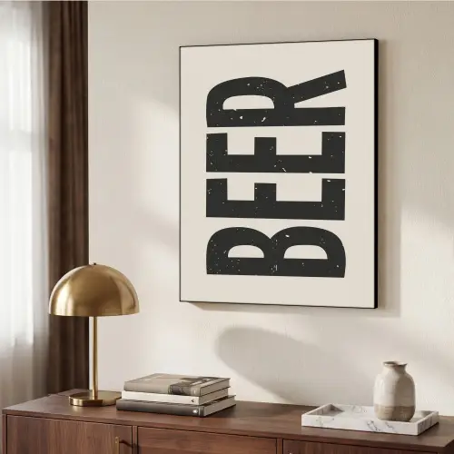 Beer - Vintage - Zwart - Beige Textielframe zwart klein -sfeer3