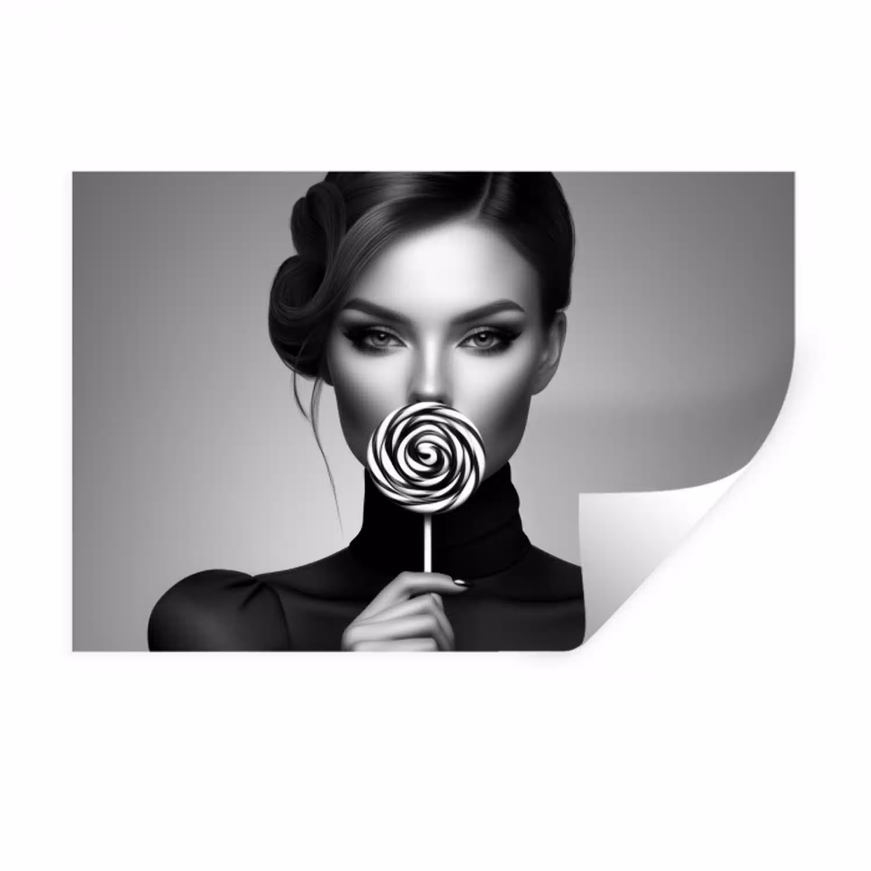 Vrouw - Lolly - Zwart Muursticker klein -3d